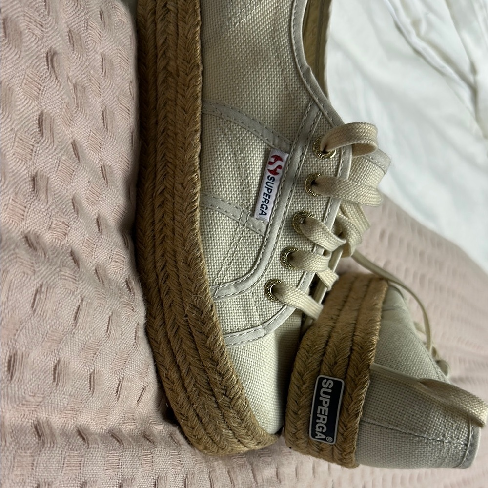 Superga Beige Canvas Espadrille Sneakers